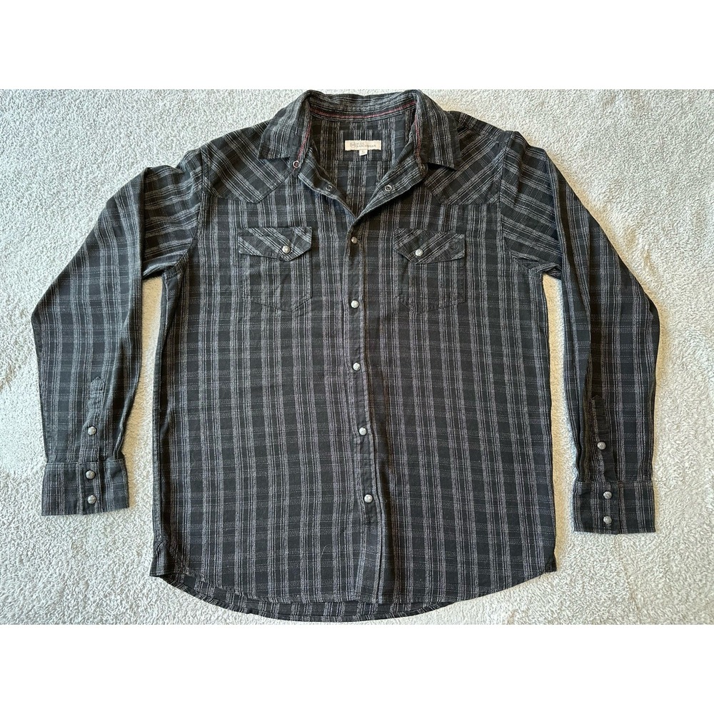 BR Blue Ranchwear Shirt Mens Large Gray And Brown Western Pearl Snap LOT‎ OF 2
